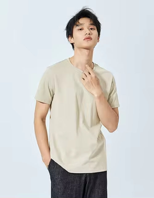 Load image into Gallery viewer, Summer Cotton T Shirts Men 2025 Simple O Neck Stretch Solid New Tops Clothing Casual Tshirt Man Streetwear Cool Tee Shirts
