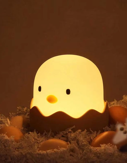 Load image into Gallery viewer, Eggshell Chicken Night Light Cartoon LED Light Bedroom Children Touch Adjustable Light Rechargeable Warm Light Atmosphere Light
