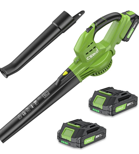 Leaf Blower, 20V Cordless Leaf Blower with 2 X 2.0 Ah Battery & Charger, Electric Leaf Blower for Lawn Care, 2 Speed Mode, 320CFM 165MPH Battery Powered Leaf Blower for Patio, Garden Cleaning