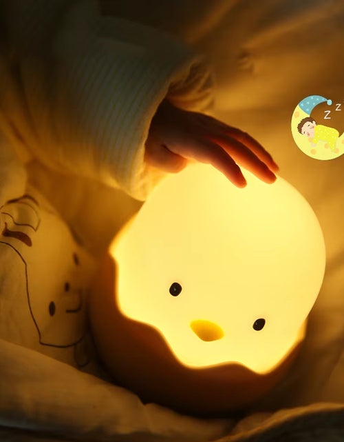 Load image into Gallery viewer, Eggshell Chicken Night Light Cartoon LED Light Bedroom Children Touch Adjustable Light Rechargeable Warm Light Atmosphere Light
