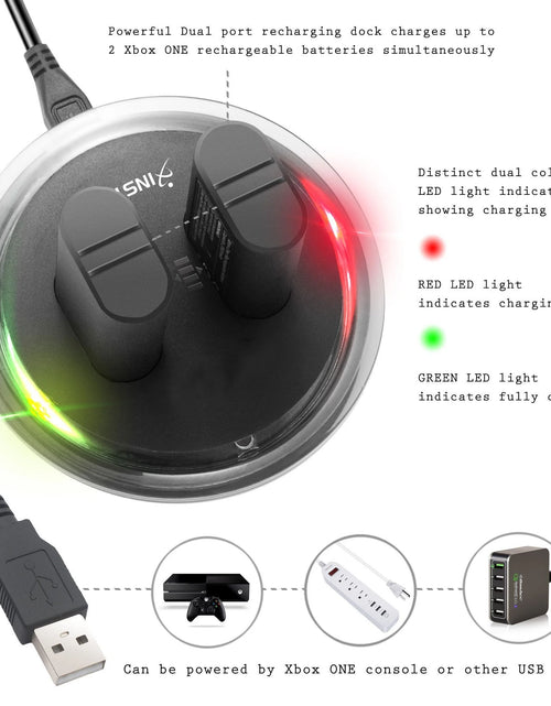 Load image into Gallery viewer, 2-Pack Rechargeable Batteries Compatible with Xbox Series X, Series S, and Xbox One - Comes with 2 2800Mah Batteries and Charging Station - Smart LED Indicator
