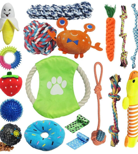 18Pcs Dog Toys Puppy Toys Rope Toys Braided Rope Chew Play Toys Teething Toys
