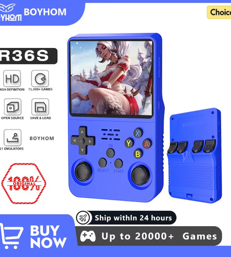 Open Source R36S Retro Handheld Game Console Linux System 3.5 Inch IPS Screen Portable Pocket Video Player 64GB Game Gift