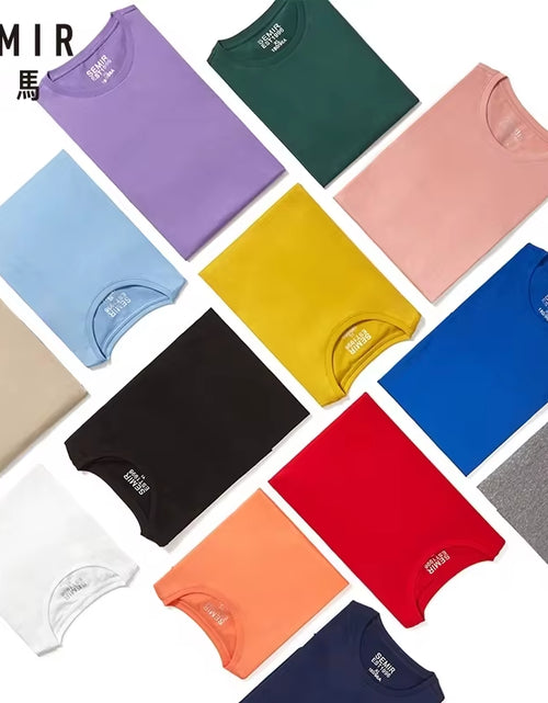 Load image into Gallery viewer, Summer Cotton T Shirts Men 2025 Simple O Neck Stretch Solid New Tops Clothing Casual Tshirt Man Streetwear Cool Tee Shirts
