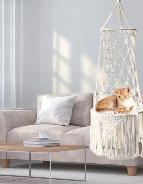 Load image into Gallery viewer, Pet Cat Hammock Swing Bed Bohemian Handwoven Tapestry Cotton Macrame for Home Bedroom Decoration Wall Hanging without Mat
