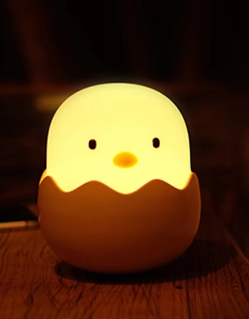 Load image into Gallery viewer, Eggshell Chicken Night Light Cartoon LED Light Bedroom Children Touch Adjustable Light Rechargeable Warm Light Atmosphere Light
