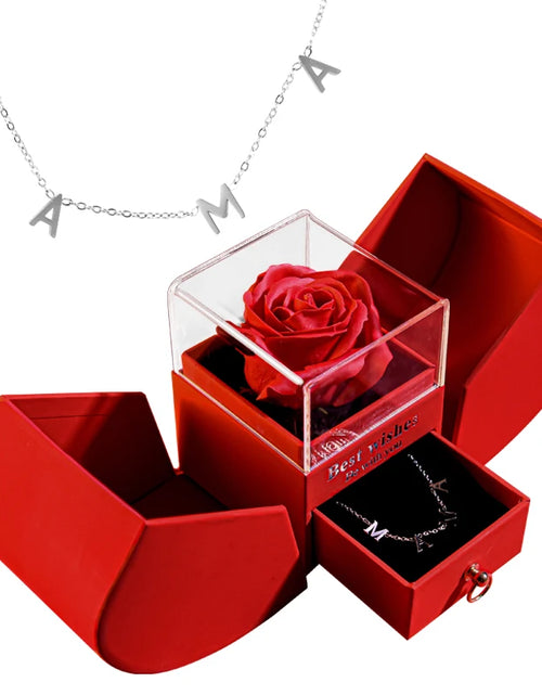 Load image into Gallery viewer, Gift for Women Eternal Rose Gift Box /W Heart Necklace I Love You to the Moon and Back Flower Jewelry Box for Valentine Wedding
