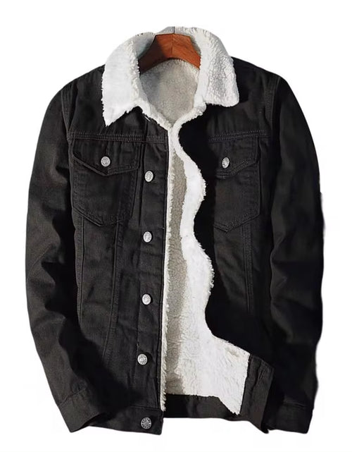 Load image into Gallery viewer, Men Winter Autumn Jacket Denim Inner Fleece Thicken Winter Jeans Jacket Coat Men'S Turn-Down Velvet Jacket Mens Fur Parkas
