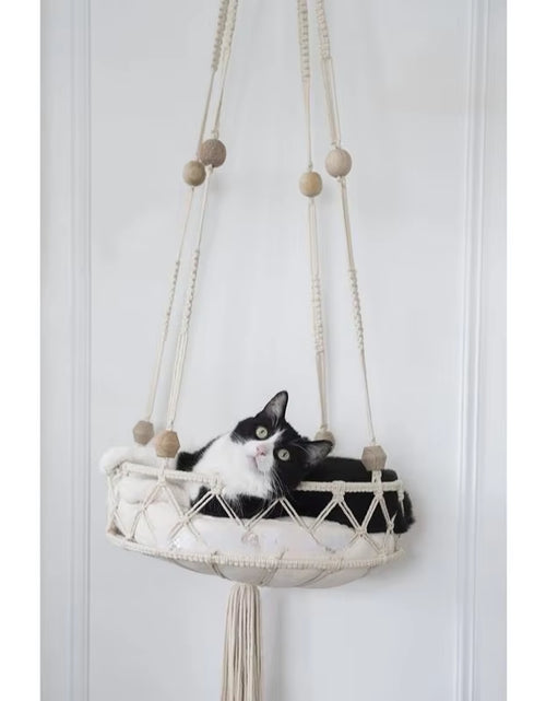 Load image into Gallery viewer, Pet Cat Hammock Swing Bed Bohemian Handwoven Tapestry Cotton Macrame for Home Bedroom Decoration Wall Hanging without Mat
