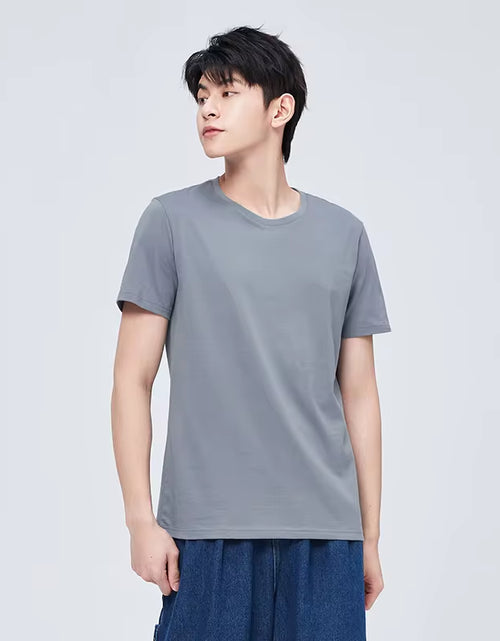 Load image into Gallery viewer, Summer Cotton T Shirts Men 2025 Simple O Neck Stretch Solid New Tops Clothing Casual Tshirt Man Streetwear Cool Tee Shirts
