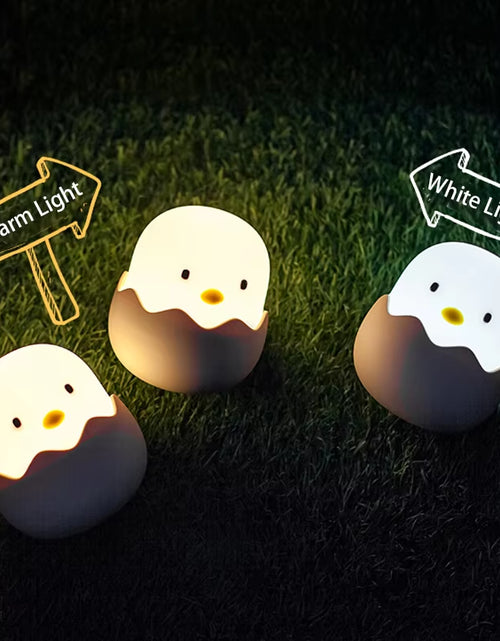 Load image into Gallery viewer, Eggshell Chicken Night Light Cartoon LED Light Bedroom Children Touch Adjustable Light Rechargeable Warm Light Atmosphere Light
