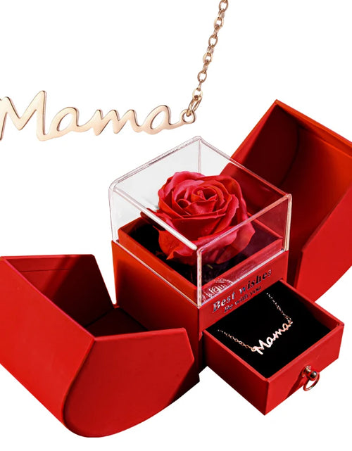 Load image into Gallery viewer, Gift for Women Eternal Rose Gift Box /W Heart Necklace I Love You to the Moon and Back Flower Jewelry Box for Valentine Wedding
