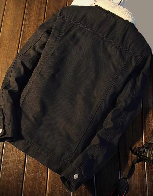 Load image into Gallery viewer, Men Winter Autumn Jacket Denim Inner Fleece Thicken Winter Jeans Jacket Coat Men'S Turn-Down Velvet Jacket Mens Fur Parkas
