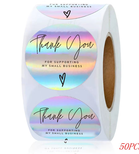 50-500Pcs 1Inch Blue Thank You Stickers for Envelope Sealing Labels Stationery Supplies Handmade Wedding Gift Decoration Sticker