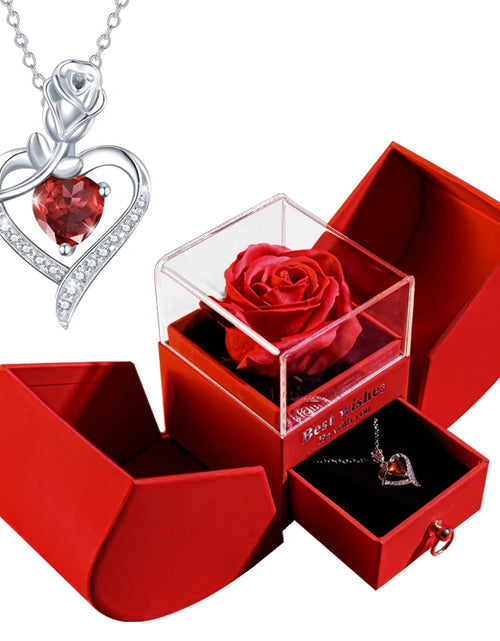 Load image into Gallery viewer, Gift for Women Eternal Rose Gift Box /W Heart Necklace I Love You to the Moon and Back Flower Jewelry Box for Valentine Wedding
