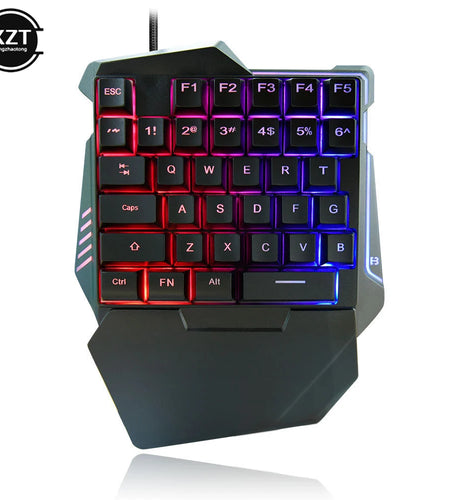 USB One-Handed Keyboard Gaming Mechanical Feel Keyboard Portable 35 Keys Mini Wired Keyboard Ergonomic Gaming Keyboard