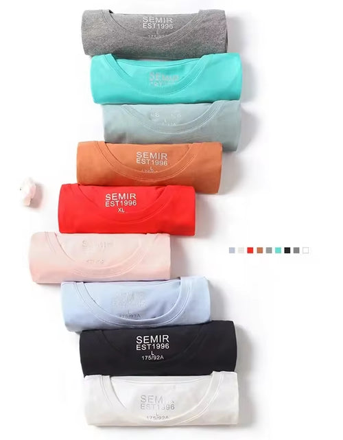 Load image into Gallery viewer, Summer Cotton T Shirts Men 2025 Simple O Neck Stretch Solid New Tops Clothing Casual Tshirt Man Streetwear Cool Tee Shirts
