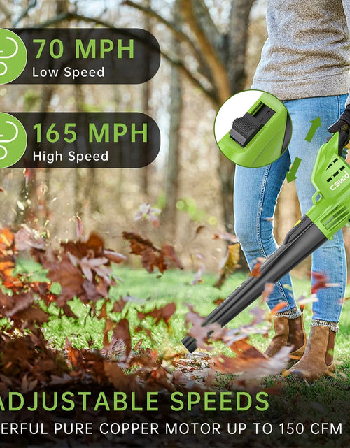 Load image into Gallery viewer, Leaf Blower, 20V Cordless Leaf Blower with 2 X 2.0 Ah Battery &amp; Charger, Electric Leaf Blower for Lawn Care, 2 Speed Mode, 320CFM 165MPH Battery Powered Leaf Blower for Patio, Garden Cleaning
