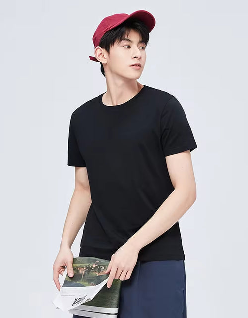 Load image into Gallery viewer, Summer Cotton T Shirts Men 2025 Simple O Neck Stretch Solid New Tops Clothing Casual Tshirt Man Streetwear Cool Tee Shirts
