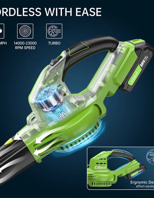 Load image into Gallery viewer, Leaf Blower, 20V Cordless Leaf Blower with 2 X 2.0 Ah Battery &amp; Charger, Electric Leaf Blower for Lawn Care, 2 Speed Mode, 320CFM 165MPH Battery Powered Leaf Blower for Patio, Garden Cleaning
