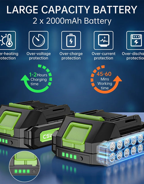 Load image into Gallery viewer, Leaf Blower, 20V Cordless Leaf Blower with 2 X 2.0 Ah Battery &amp; Charger, Electric Leaf Blower for Lawn Care, 2 Speed Mode, 320CFM 165MPH Battery Powered Leaf Blower for Patio, Garden Cleaning
