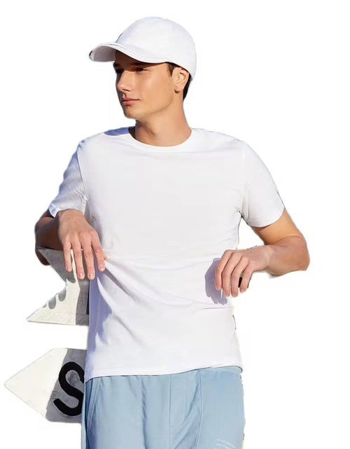 Load image into Gallery viewer, Summer Cotton T Shirts Men 2025 Simple O Neck Stretch Solid New Tops Clothing Casual Tshirt Man Streetwear Cool Tee Shirts
