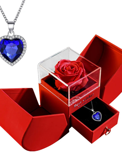 Load image into Gallery viewer, Gift for Women Eternal Rose Gift Box /W Heart Necklace I Love You to the Moon and Back Flower Jewelry Box for Valentine Wedding
